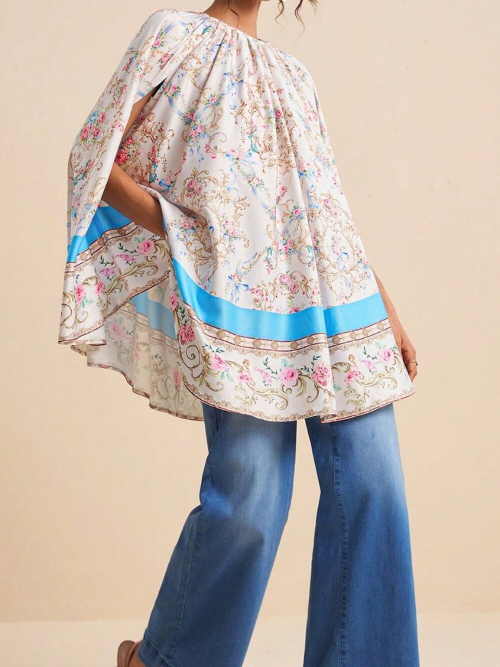 Pink Boho Women's Baroque Placement Print Tunic - Picture 6 of 8